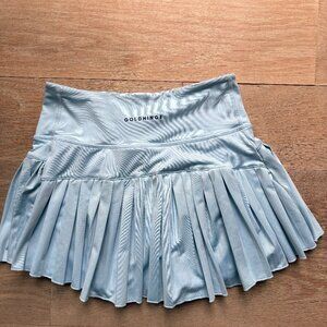 Gold Hinge Pleated Tennis Skirt, Light Blue, XS